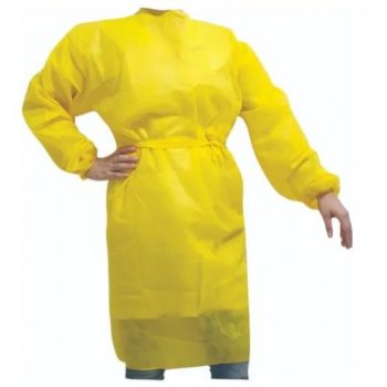 Avental Descartável de Manga Longa Amarelo (TNT)