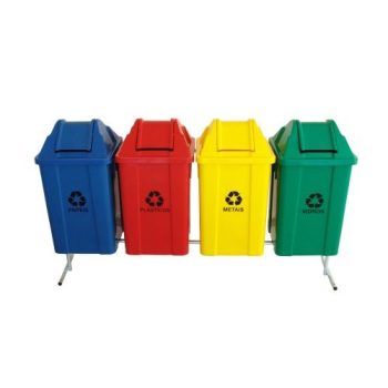 Conjunto para Coleta Seletiva 4 Lixeiras (Quadrada) - JSN