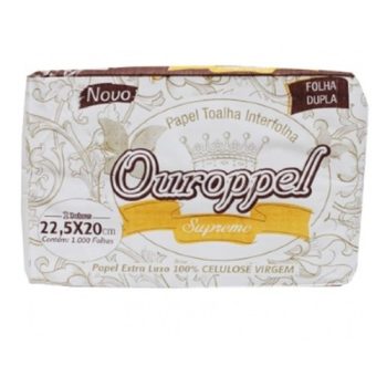 Papel Interfolha Extra Luxo Ouroppel 100% Celulose Virgem - 22,5x20 Folha Dupla