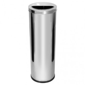 Lixeira em Aço Inox com Aro Meia Lua - JSN